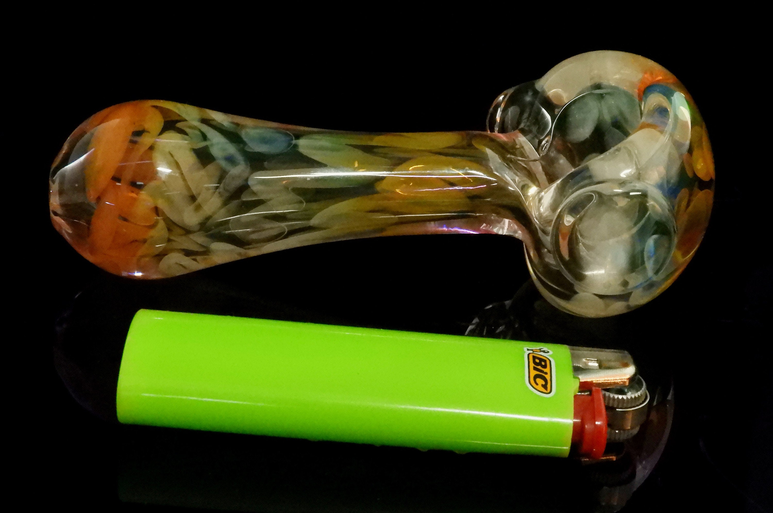 Color Changing Glass Smoking Spoon Pipe, Thick Glass Pipe, 24k Gold