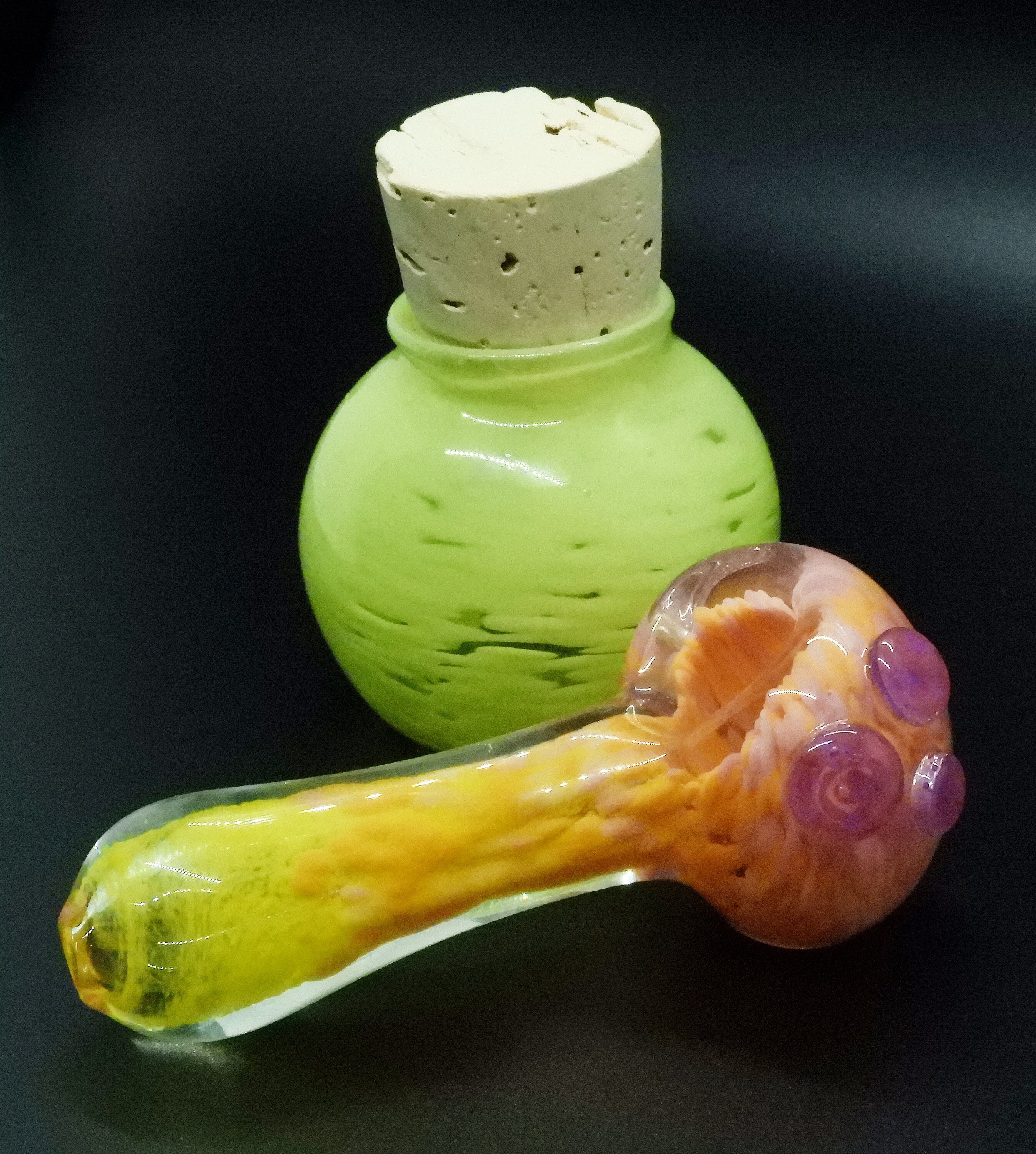 Glass Smoking Bowl Pipe & Jar Set Unique Smokers Gift Set Etsy