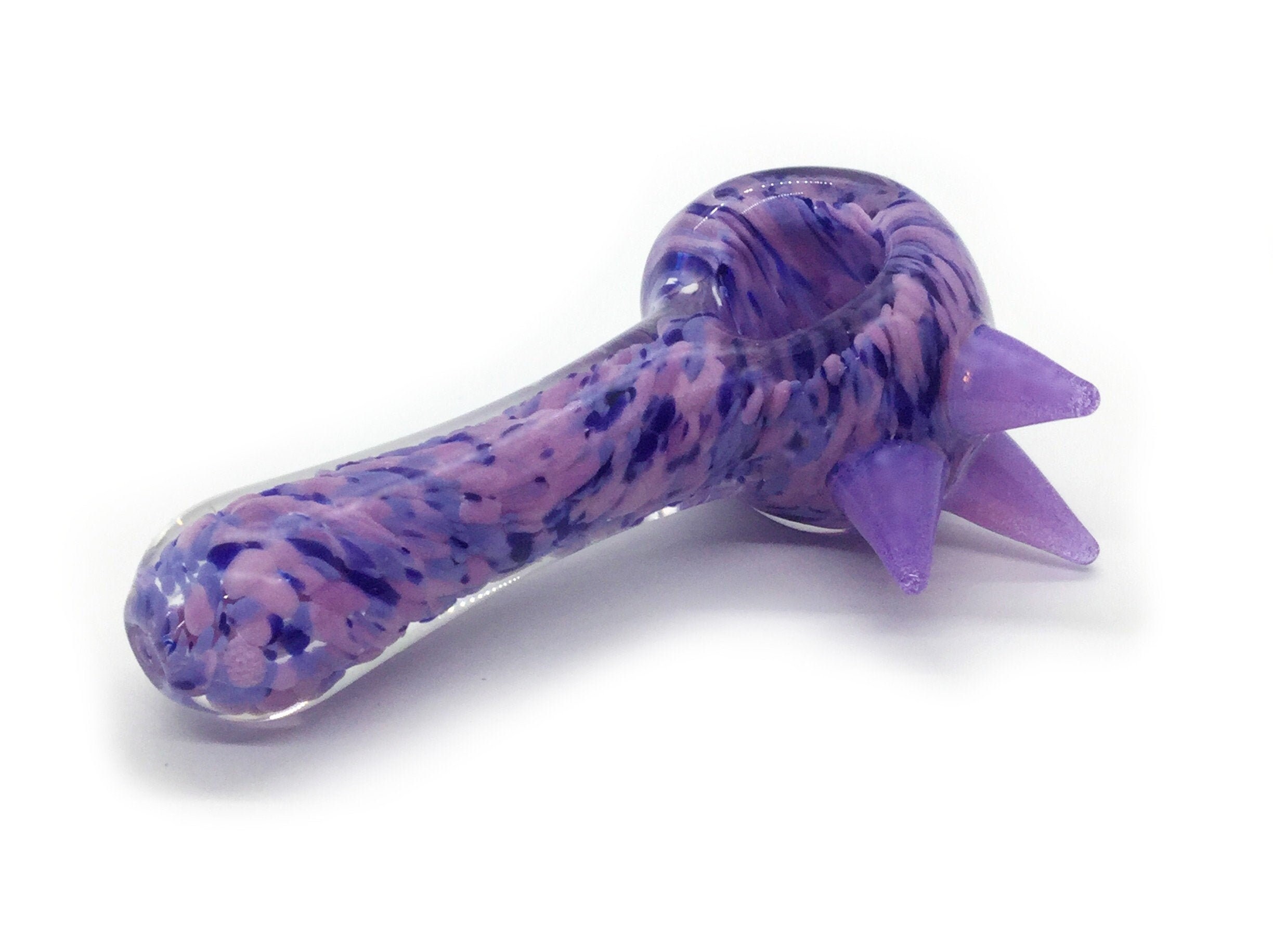 Purple Glass Smoking Hand Pipe with Slyme Spikes Unique Etsy