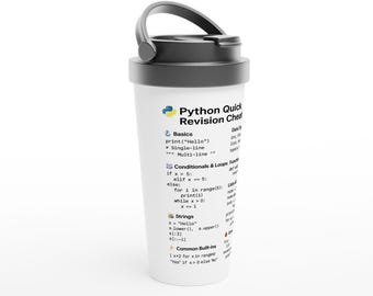 Python Cheat Sheet Travel Mug - Coder Gift