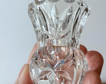 Clear Glass Toothpick Holder, Star and Fan Design, Mini Bud Vase 2.75" Tall