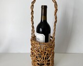 Vintage Woven Grapevine Wine Basket Carrier – Rustic Boho Bottle Holder (17 Inch Tall)