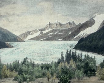 Antique Alaska Mendenhall Glacier Landscape Large Postcard 1916 Handwritten Note from Travelers