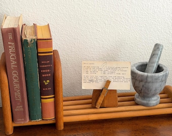 Vintage Adjustable Desktop Bookshelf Organizer Wood Slatted Book Rack Desk Shelf