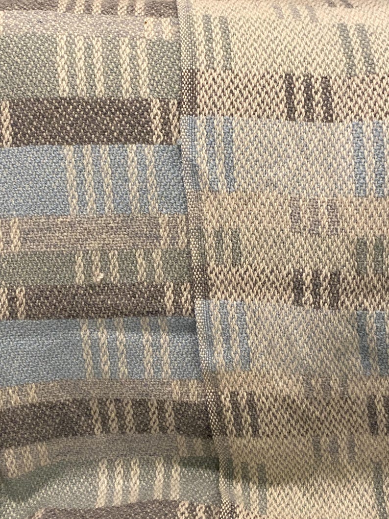 Pendleton scheerwol geweven deken 4 x 5 ft blauw groen grijs ivoor omkeerbaar afbeelding 2