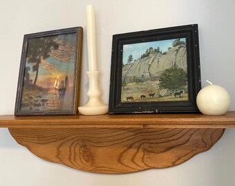 Solid Wood Wall Shelf with Picture Ledge – Rustic Entryway Organizer
