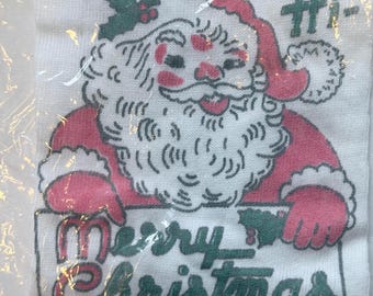 Vintage Dol-Wear Santa Christmas Stocking, NOS Sealed Knit Christmas Sock, Made in USA, Midcentury Holiday Decor