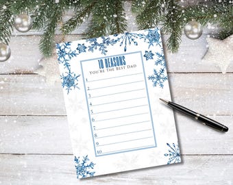 Du bist der beste Vater Printable | Urlaub Papa Geschenk | Weihnachtsgeschenk | Winter-Thema | Fill-In-The-Blank | Sofortiger digitaler Download