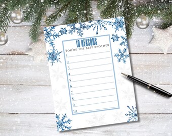 Du bist der Beste Bruder Printable | Weihnachtsbruder Geschenk | Urlaub Geschenk | Winter-Thema | Fill-In-The-Blank | Sofortiger digitaler Download