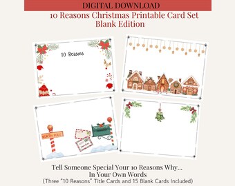 10 Gründe Weihnachten Printable Card Set - Blank Edition | Digitaler Download
