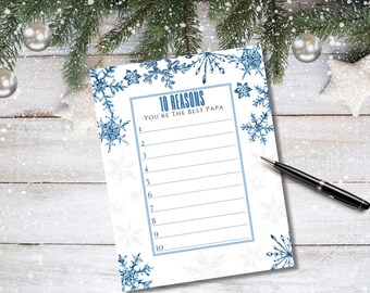 Du bist der Beste Papa Printable | Urlaub Papa Geschenk | Weihnachtsgeschenk | Winter-Thema | Fill-In-The-Blank | Sofortiger digitaler Download