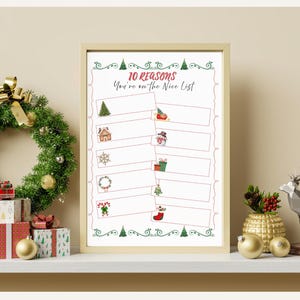 Nice List Christmas Printable | Holiday Fill-In-The Blank | Gift | Funny Christmas Gift | Stocking Stuffer | Instant Digital Download