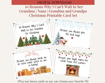Weihnachtskarten-Set Oma | 10 Gründe Printable | Digitaler Download