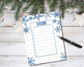 Du bist die Beste Mama Printable | Urlaub Mama Geschenk | Weihnachtsgeschenk | Winter-Thema | Fill-In-The-Blank | Sofortiger digitaler Download