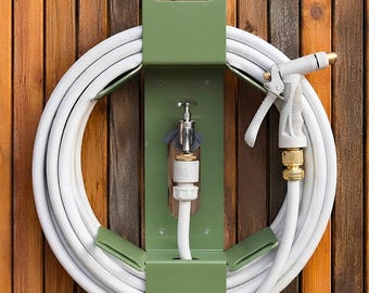 Garden Hose Holder Wall, Heavy Duty Metal Hose Hanger, Outdoor Hose Storage Rack