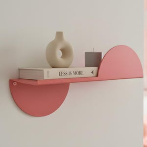 Modern Metal Floating Shelf, Semi-Circle Wall Decor, Display Ledge for Books, Minimalist Bauhaus Wall Art, Living Room Display Shelf