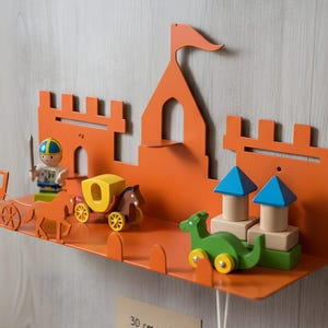 Barnrumshylla, Metall prinsessvagn, Slottsbarnrumsdekor, Väggkonst för småbarn