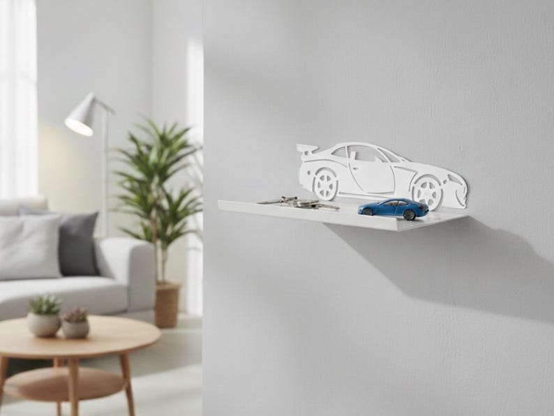 Metal Sports Car Wall Shelf, JDM Floating Shelf, Automotive Wall Decor ...