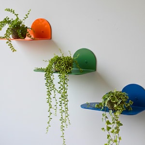 Modern Metal Plant Shelf - Colorful Geometric Floating Shelf for Succulents and Trailing Plants