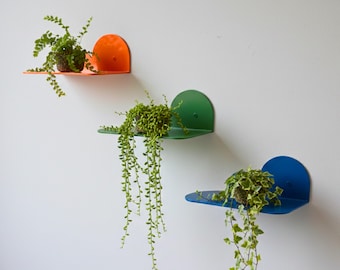 Modern Metal Plant Shelf - Colorful Geometric Floating Shelf for Succulents and Trailing Plants