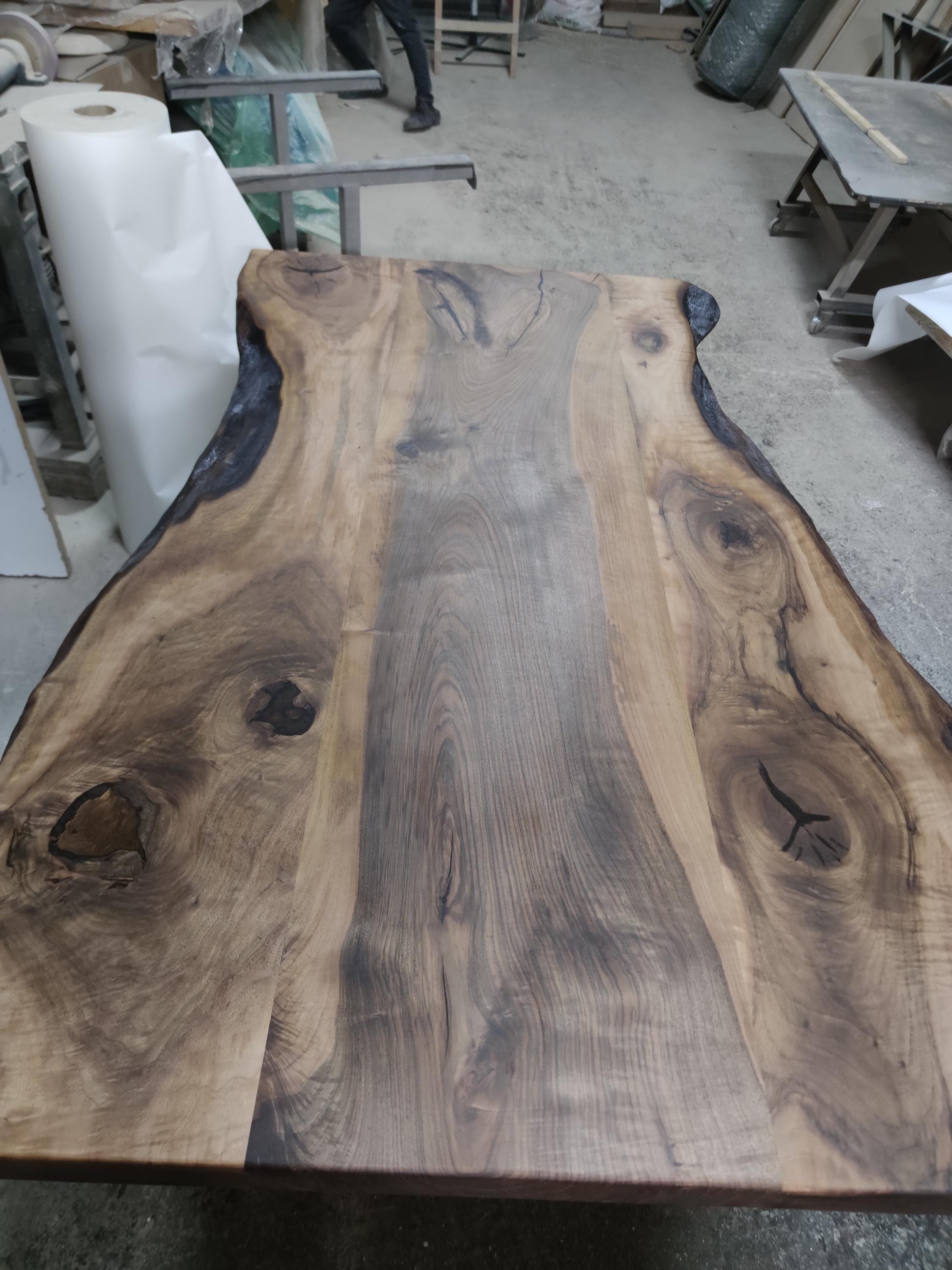 Handmade Walnut Live Edge Dining Table With Metal X-legs Rustic Solid ...