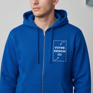 Sweat zippé personnalisé Homme – Veste à capuche personnalisable entreprise & team - Devant/Dos/Devant+Dos
