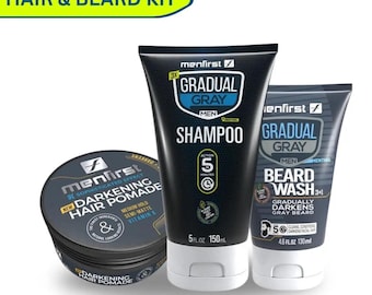 Menfirst Gradual Gray - Good Bye Gray Hair- 3-in-1 Shampoo + Beard...