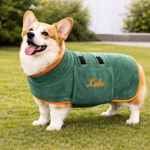 Personalized Dog Towel Coat, Custom Embroidered Dog Bathrobe, Quick Dry Microfiber Dog Robe, Absorbent Pet Towel Wrap, Medium Large Dog Gift