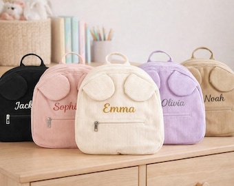 Personalized Corduroy Teddy Bear Backpack, Kids Preschool Bag
