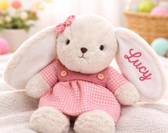 Personalized Bunny Plush Toy, Custom Embroidered Name, Soft Rabbit, Baby Gift, Nursery Decor