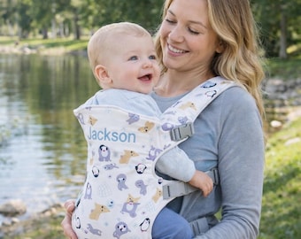 Soft Baby Carrier, Adorable Print Design, Front-Carry for Newborns to Toddlers, Embroidered Carrier Gift