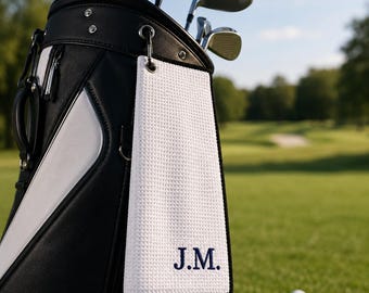Toalla de golf personalizada, microfibra tipo gofre con nombre bordado, accesorio para bolsa de deporte.