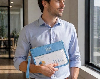 Estuche transparente personalizado para documentos, bordado de nombre personalizado, organizador de viaje tamaño A4 (resistente a salpicaduras)