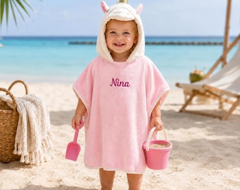 Personalized Unicorn Hooded Baby Towel, Embroidered Name