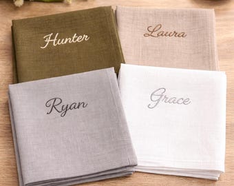 Personalized Linen Handkerchief, Custom Embroidered Wedding Gift, Monogrammed Tears Keepsake