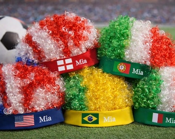 Embroidered Flag Headband Wig | Soccer Fan Costume