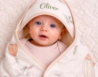 Personalized Linen Baby Blanket, Custom Name Swaddle, Soft Breathable Wrap, Baby Shower Gift