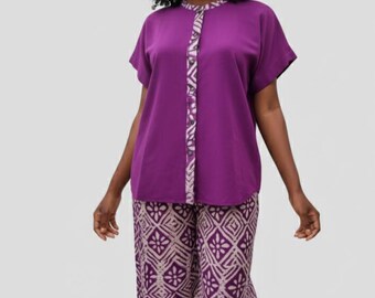 Regal Purple Kampala Print Two-Piece Set