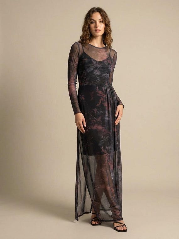 chinese dress ladies Mesh See Through Maxi Dress main image 0