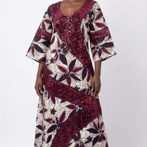 burgundy african print dress African Burgundy Dress