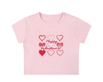 Snow Washed Crop Top - Happy Valentines