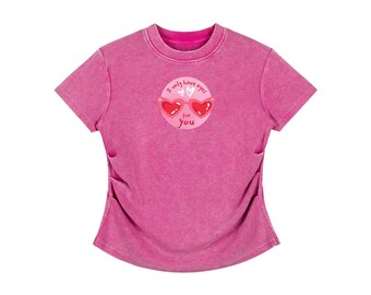 Vintage Washed Bodycon Cotton T-Shirt - Only have eyes for you