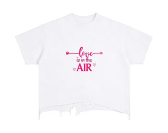 Vintage Wash Boxy Distressed Hem T-Shirt - Love is in the air