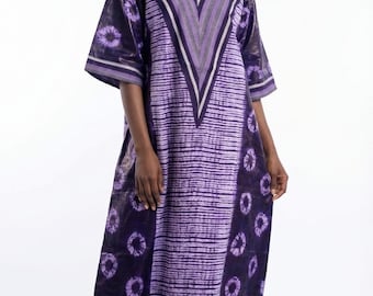 Authentic Purple Kampala Silk-Finish Gown – Handcrafted West African Bubu for Formal Occasions