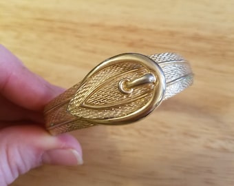 Vintage Gold Tone Avon Clamper Bracelet, hinged bracelet, belt buckle bracelet, statement bracelet, vintage bracelet