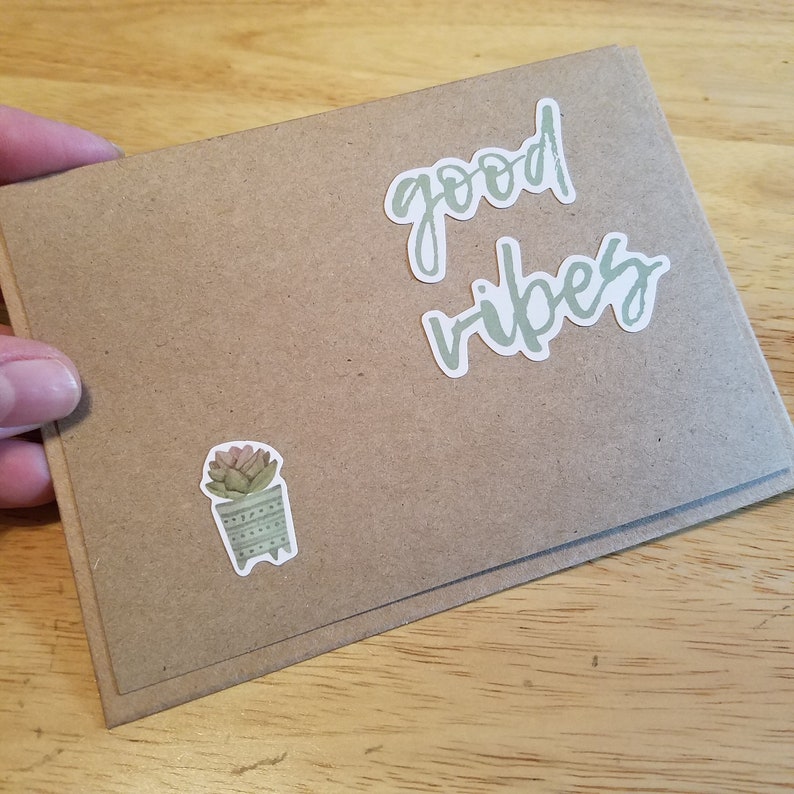 thinking of you Recycled Kraft Paper Cards Succulents just because blank cards Five Handmade Greeting Cards