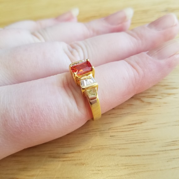 Vintage Faux Ruby and Faux Diamond Ring, size 8.2… - image 3