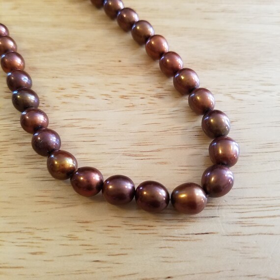 Vintage Brown Pearl Necklace, 14K FIC 