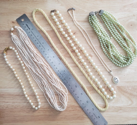 Vintage Pearl Necklace Lot, six vintage beaded ne… - image 7