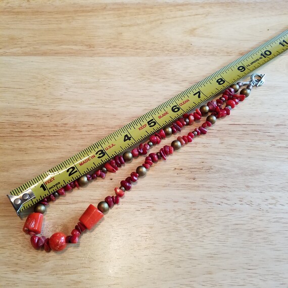 Vintage Red Coral Necklace, 18 inch necklace, coral beaded necklace, statement necklace, vintage necklace View 5